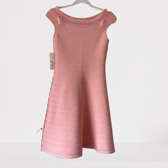 NEW Eliza J Off The Shoulder Fit and Flare Sweater Dress in Pink, Size M - Picture 14 of 16